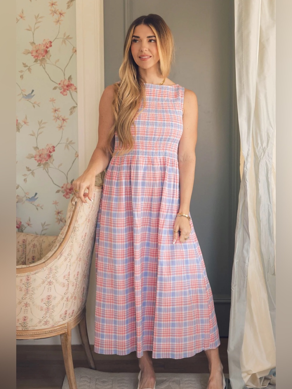 NWT Ana Dress in Blossom Plaid